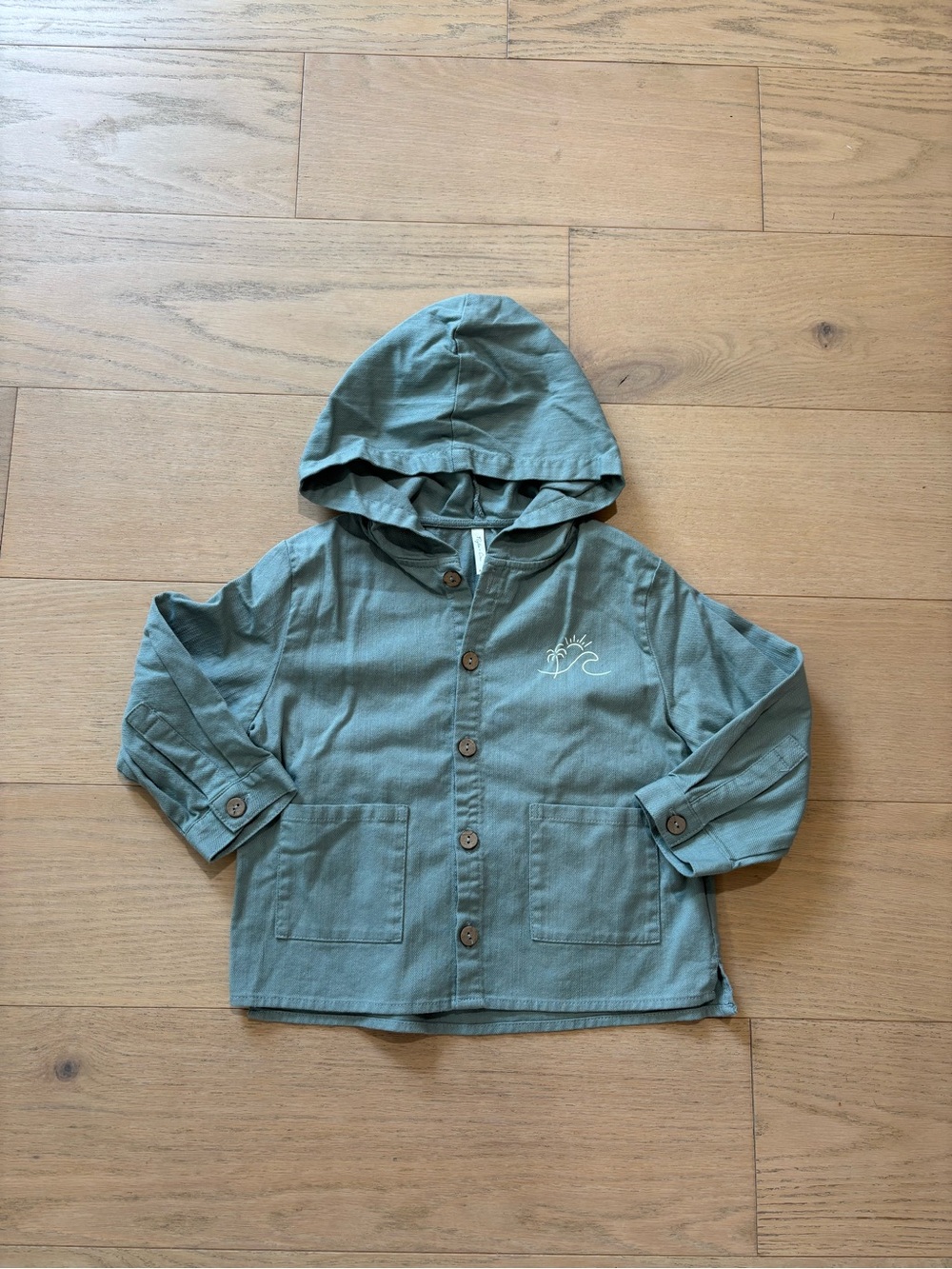 Rylee+cru turquoise light jacket with hood, size 2-3Y